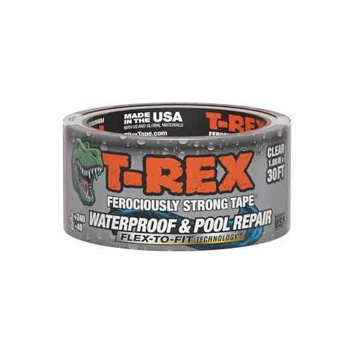 T-Rex Waterproof and Pool Repair Tape - Patch Pool Liner No Kit Needed, Permanent, Works Underwater, Sticks to Wet Surfaces - Clear, 1.88" x 30 ft. (Pack of 1)