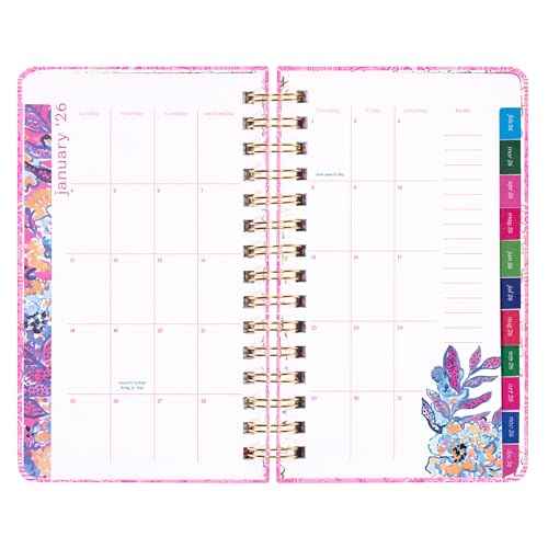 Lilly Pulitzer Medium Planner August 2025 - December 2026, Weekly Agenda & Monthly Calendar, Stickers, Pockets, Spiral Binding, 5" x 8.25" (Palm Beach Playground)