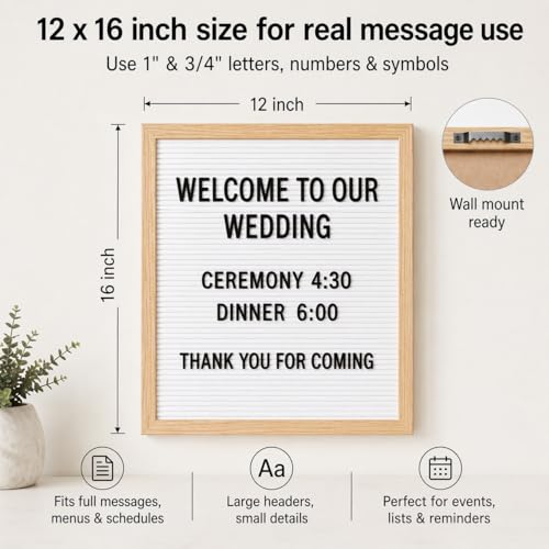 White Felt Letter Board 12x16 Inch with Stand & Wall Mount - C CRYSTAL LEMON