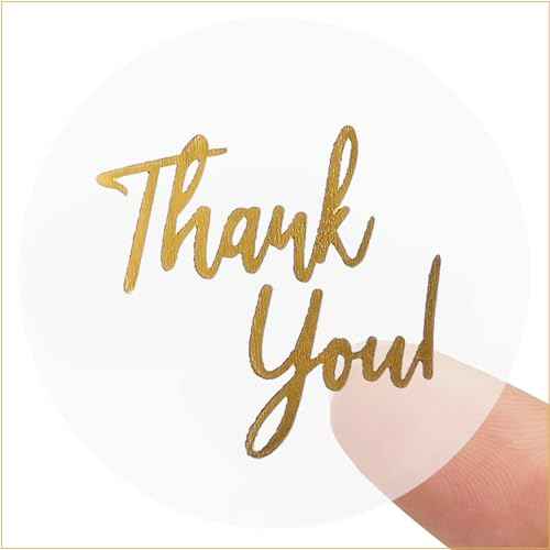 Generic 500Pcs Clear Thank You Stickers Round Transparent PVC Stickers, 1 in Self-Adhesive Envelope Seal Labels for Business Wedding Festival Baby Shower Birthday Party (500)