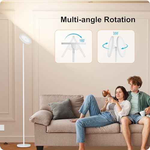 Dimmable Floor Lamp with Remote£¬Floor Lamps for Living Room Bedroom Office£¬Adjustable Brightness (10%-100%)and Color Temperature (3000k- 6000k )£¬Standing Lamp Tall Lamp with Foot Switch (white)