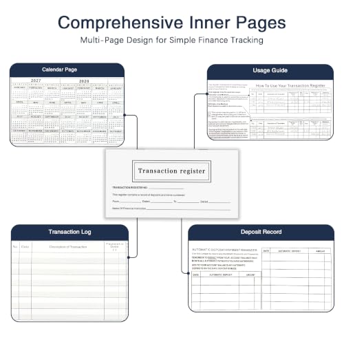 DeBiao 12-Pack Check Register Book, 6"x3" Personal Checkbook Ledger with Extra Wide Description Columns