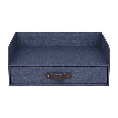 Bigso Walter Letter Tray for A4 or Letter Size Documents - Paper Tray Organizer for Desk with Storage Drawer and Stable Rubber Feet - 13.1in x 10in x 5.2in - Blue