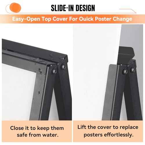 Heavy Duty A-Frame Sign 24x36 Inch Double-Sided Sidewalk Sign, Foldable Metal Sandwich Board for Outdoor Use (Frame Only)
