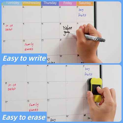 Magnetic Dry Erase Calendar for Fridge, 17x12¡± Large Refrigerator White Board Dry Erase Calendar, Whiteboard Monthly, with 3 Fine Tip Markers