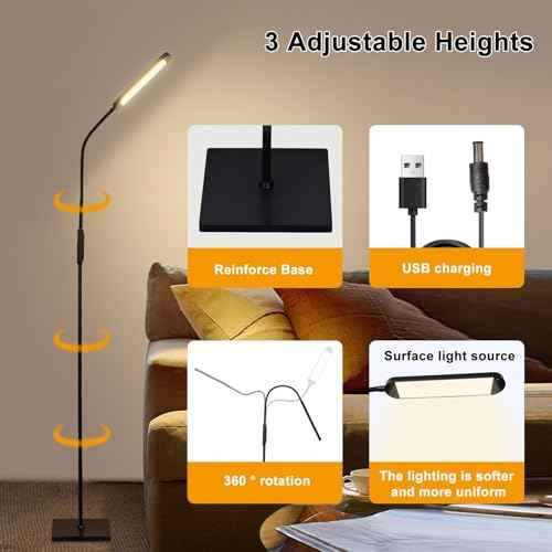 LED Floor Lamp for Living Room Lash Light for Eyelash Extensions Lash Lamp Stepless Adjustable 3000k-6000k Colors & Brightness Standing