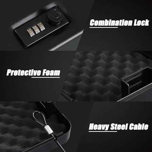 Dalmbox Gun Safe for Pistols Small Handgun Lock Box with Combination Lock Portable Travel Pistol Safe for Car, Home, Travel