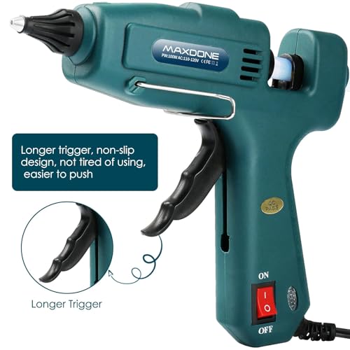 MAXDONE Fireproof 100W Hot Glue Gun Kit – Full-Size, Green