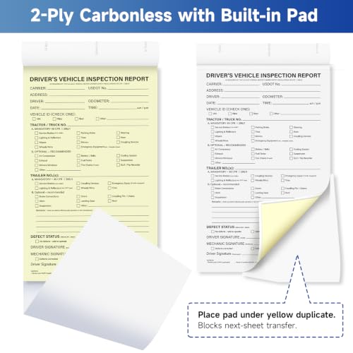 DVIR Inspection Books, 10 Pack, 2-Part NCR—Pre-Trip Truck Forms by Foliom (Variant 10)