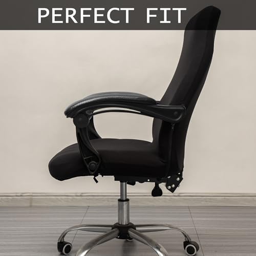 Melaluxe Universal Stretch Office Chair Cover - Black, Large (Chair Cover Only)
