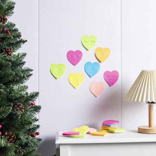 (12 Pads) Heart Sticky Notes 3x3 Inches,Cute Bright Colors Self-Stick Pads, Easy to Stick for Home, Notebook, 72 Sheets/pad