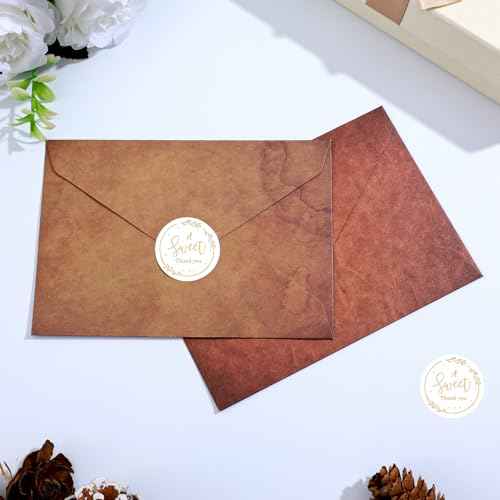 120 Pcs A Sweet Thank You Stickers, Personalized Stickers for Packaging, Gold Foil Thank You Gift Small Envelope Sticker Self-Adhesive Labels for Wedding, Baby Shower, Birthday, Gift Wrapping
