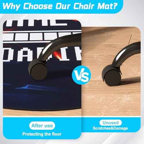 Gaming Chair Mat for Hardwood Floor,Round Non-Slip Controller Design Office Chair Mats,Durable Hard Floor Protector Game Rug,Computer Chair Mat for Home Office Gaming Room 47in