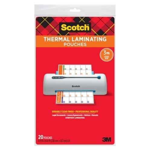 Scotch Thermal Laminating Pouches, 8.9 x 14.4-Inches, Legal Size, 20-Pack (TP3855-20)