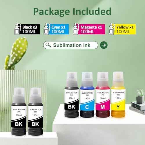 Remanufactured Sublimation Ink Refilled Bottles 6Pack 600ML Compatible for ET2400 ET2720 ET2760 ET2750 ET4800 ET-2800 ET-2850 WF-7720 Inkjet Printers Heat Press Transfer on Mugs, Polyester Shirts etc