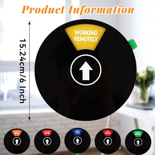 WATMTIN Black Rotating Office Door Sign with 6 Status Options - 6 Inch Privacy Sign