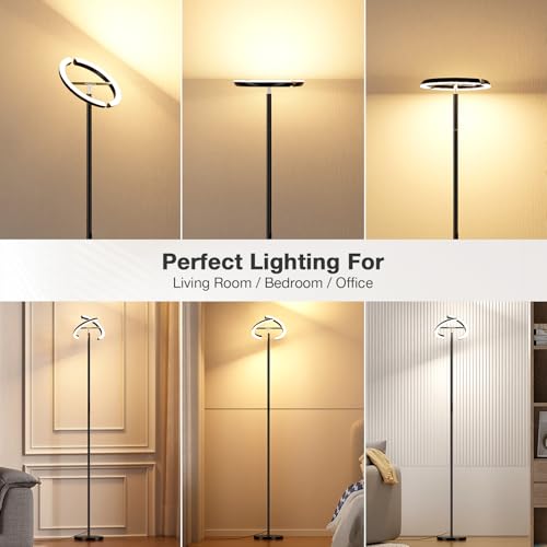 Floor Lamps for Living Room, 40W/2400LM Rotatable LED Floor Lamp with Touch & Remote Control, 70" Tall Standing Lamp Stepless Dimmable, Modern Torchiere Corner Lamp for Bedroom, Office