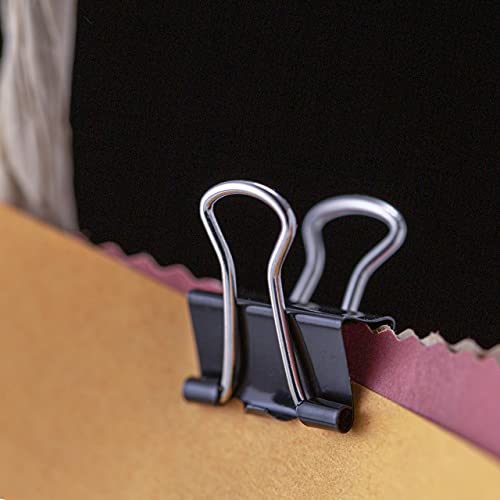 Officemate Mini Binder Clips 144 Count (12 Boxes) Black - Heavy-Duty Metal Handles