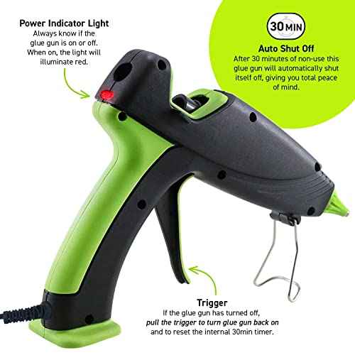 Surebonder Hot Glue Gun and Glue Sticks, Full Size 100W Dual Temperature Hot Glue Gun with 20 All Purpose Glue Sticks, 30 Minute Auto-Shut-Off, Black
