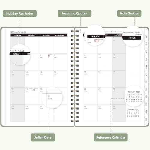 2026 Planner, Weekly and Monthly Calendar Academic Planner, Jan 2026 - Dec 2026, Planning Agenda Book for Desk Accessories and School Supplies - A5 (6.3'' x 8.5'')