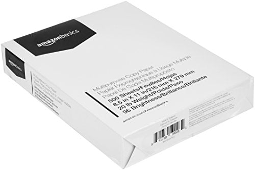 Amazon Basics Multipurpose Copy Printer Paper 8.5 x 11 Inches, 20lb, Bright White, 500 Sheets (1 Ream)