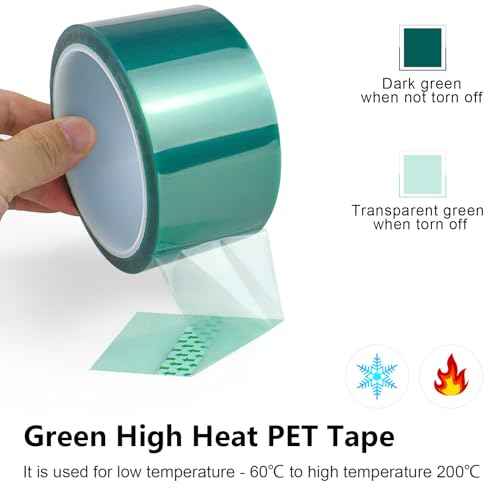 BOMEI PACK High Temp Tape Powder Coating, High Temp Masking Tape 2 Rolls x 2 inches x 216 Feet, Heat Resistant, Epoxy Release Ideal for Painting, Powder Coating, Circuit Boards