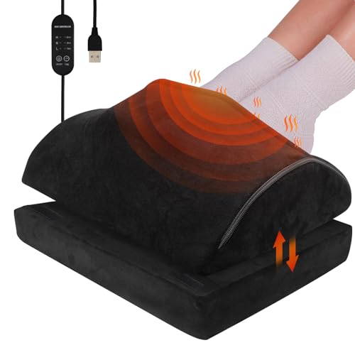 HAMOPY Heated Foot Rest for Under Desk with Pad Pocket, 3 Levels Temp Adjustable Controller & Washable Heated Footrest, Warm Foot Pocket for Office, Gaming, Ergonomic Design for Back Pain Relief