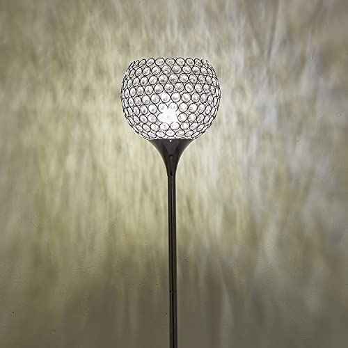 DFL Spherical Crystal Floor Lamp, 8.7 inch Shade Chrome Finish Lamp, Crystal Floor Lamp Fixture for Living Room, Bedroom, Dining Room, Office, E26 Base, LED Bulb Included