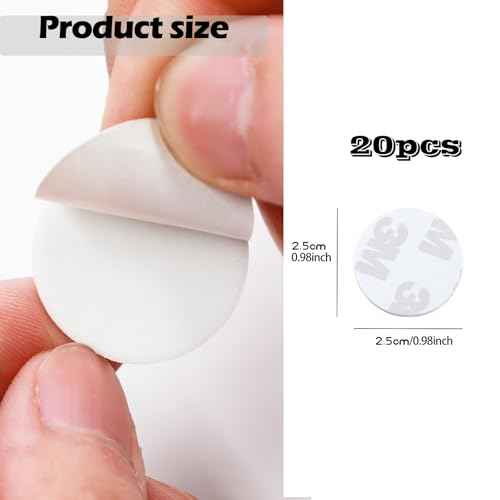 Double Sided Adhesive Pads,Round Sticky Pads Heavy Duty,Strong Mounting Tape,Pre-Cut Foam Pads, Waterproof for Walls Picture, Car, Home, Office (2 x 25mm)