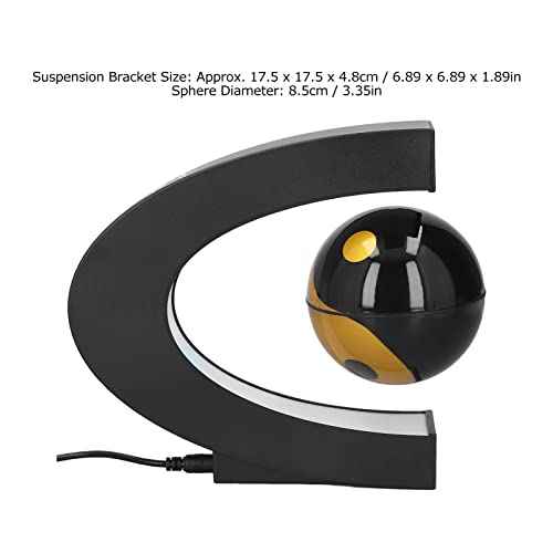 Magnetic Levitation Floating Globe,Yin and Yang C Shaped Anti Gravity Magnetic Levitation Rotating World Map with LED Light for Children Gift Home Office Desk Decoration (Gold)(US)