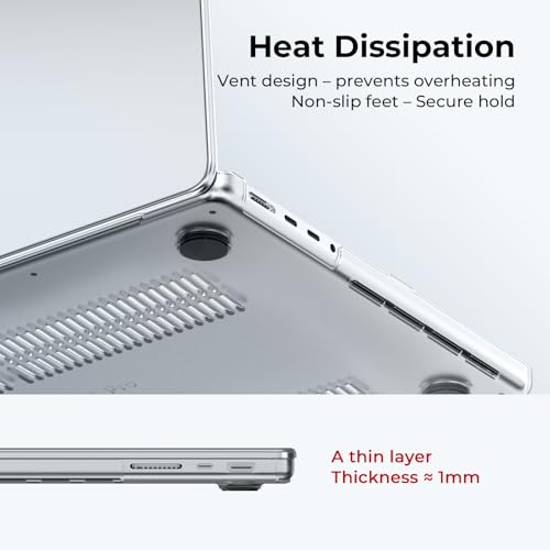 EooCoo Crystal Clear MacBook Pro 14-inch Case for M1-M5 2021-2026