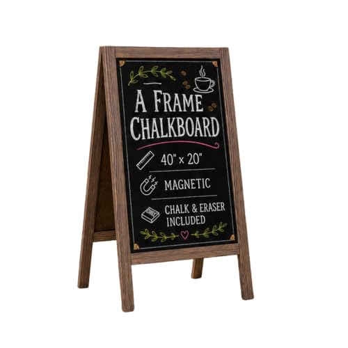 Ilyapa Rustic Natural Wood A Frame Chalk Board Sign 40x20 Inch Outdoor Sandwich Sign