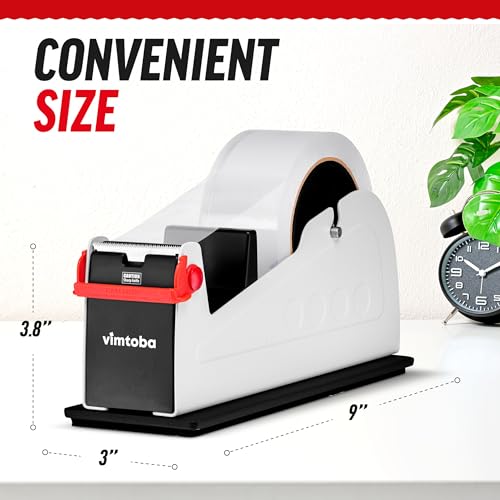 Heavy Duty 2-Inch Desktop Tape Dispenser — Dual 1-Inch Rolls, Non-Slip Base (Brand: Vimtoba) - Variation 1