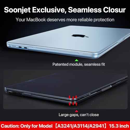 for MacBook Air 15 inch Case M4 M3 M2 2025 2024 2023 [Official SkyBlue] [100% Match Official Color] Protective Hard Shell Matte Cover for Laptop A3241 A3114 A2941 - Sky Blue Clear