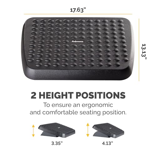 Fellowes 48121 Standard Foot Rest Graphite, 3.75 x 17.63 x 13.13 in – dual-height, tilting platform