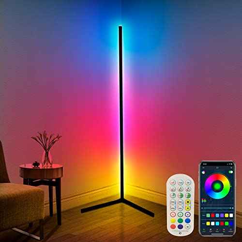 Corner Floor Lamp,65¡± Color Changing LED Floor Lamp with Music Sync,Modern Mood Lighting Corner Lamp with Remote & App Control, Creative DIY Mode & Timing,RGB Floor Lamps for Living Room Gaming Room