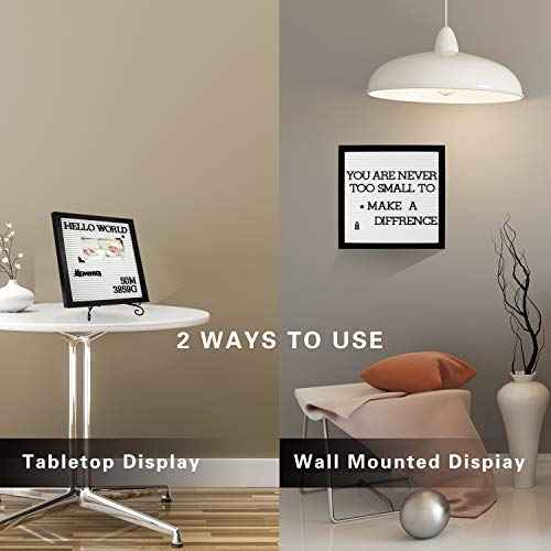 NewZeal Letter Board Sign 12x12 inches Baby Announcement Board Plastic Message Board with Stand, Changeable Letter Boards with Black Characters & Photo Clips for Display (Black & White)