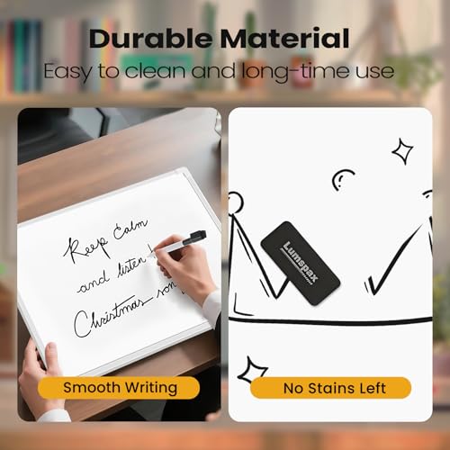 Lumspax 16x12-Inch White Double-Sided Magnetic Dry Erase Board Wall Mount - Portable Whiteboard with 4 Markers, Magnets & Sticky Notes