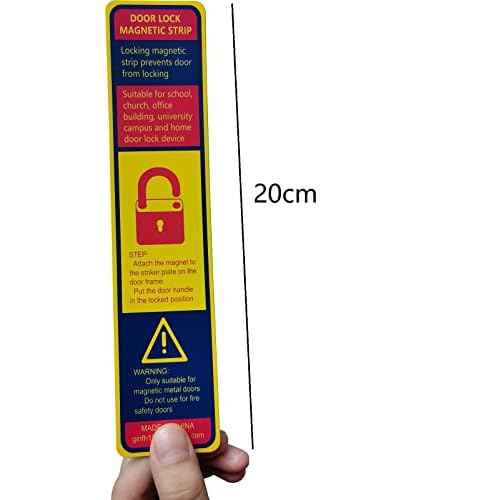 Lockdown Magnetic Strips Door Security Devices Thin Magnetic Strips School Office Emergency Easy Quick Lock Door Latch Yellow Text Version (30)