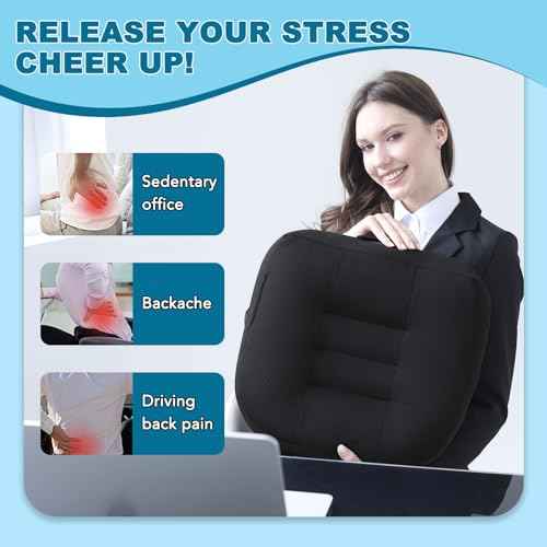 Office Chair Cushions for Back and Butt, Ergonomic Chair/Seat Cushion for Long Sitting, Sitting Pillow for Automobile, Wheelchair, Computer, Office Chair Hip Support Black