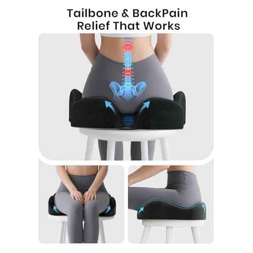 Benazcap Ergonomic Seat Cushion -Large Memory Foam Office Chair Cushion Seat Pad - Sciatica & Lower Back Pain Relief - Car Seat Cushions for Driving Seat Cushions