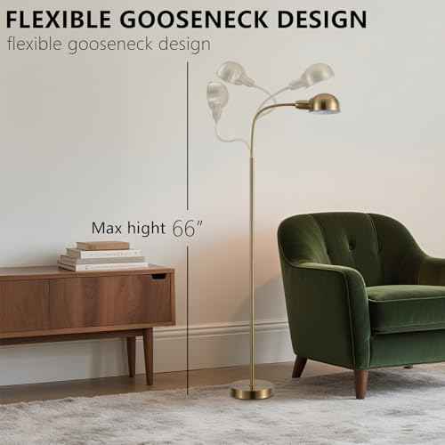 Adjustable Floor Reading Lamp Standing Lamps with Remote Control Gooseneck and Rotatable Shade, Modern for Living Room Bedroom Study Room Office Hotel