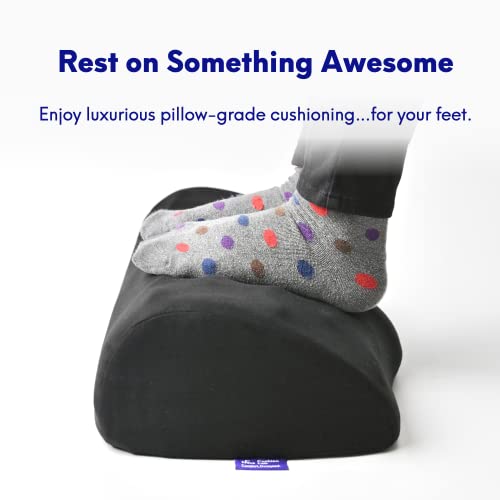 C Cushion Lab Ergonomic Foot Rest for Under Desk - Black Memory Foam, WaveMassage Ridge