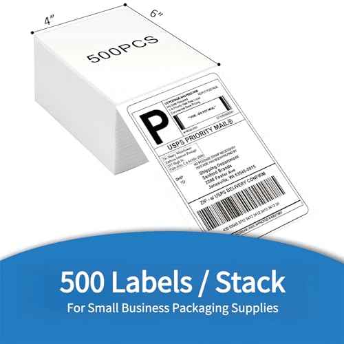 Thermal Shipping Labels 4x6, Pack of 500 Direct Thermal Printer Labels Fanfold, Compatible with Rollo, Zebra, MUNBYN Printers(Commercial Grade)