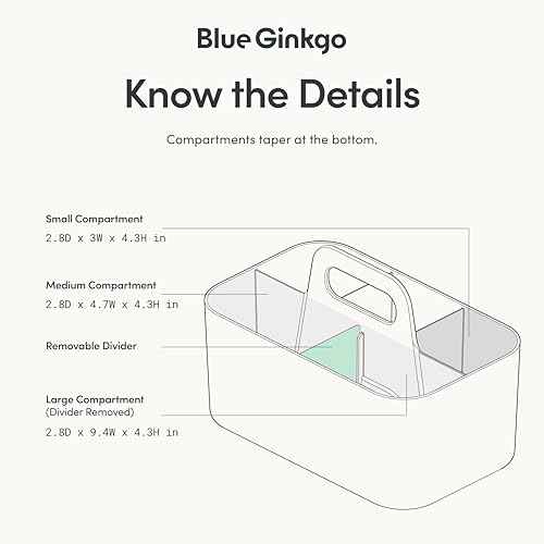 BLUE GINKGO Stackable Organizer Caddy ? Korean-Made Portable Tote for Bathroom, Office, Crafts, or School Supplies (Rectangle, Green)
