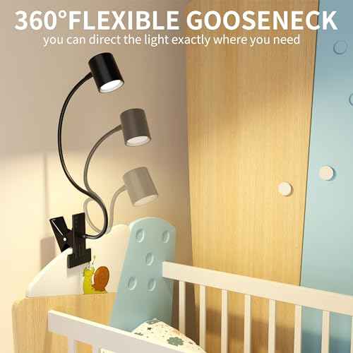 Dott Arts Desk Lamp,USB Clip On Light,Book Lights for Reading at Night,3 Color Modes,10 Brightness Clamp Lights,360¡Æ Gooseneck LED Reading Light for Books in Bed,Eye-Care for Home Office,Headboards