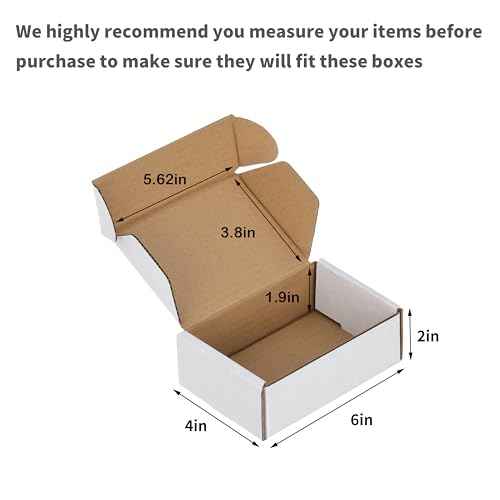 50 Pack 6x4x2 inches Small Shipping Boxes, Kraft Corrugated Cardboard Boxes for Mailing Packing, White