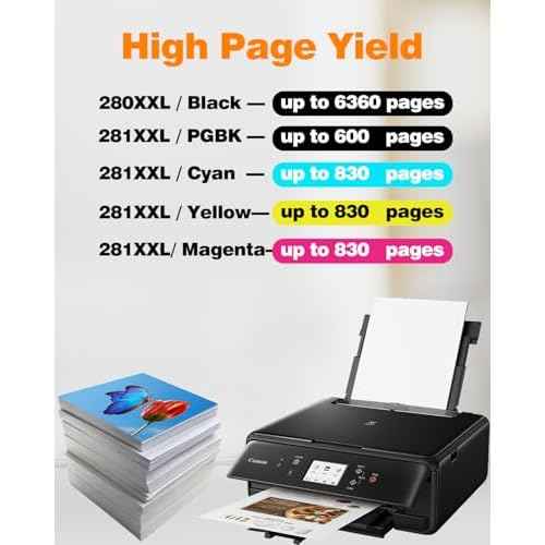 TR8620a Ink Cartridges PGI 280XXL CLI 281XXL Replacement for Canon 280 281 Ink cartridges Compatible for Pixma TS702A TR8600 TR8520 TR8620 TS9120 TR8622a TS9521C TS6320 TR8500 (5 Pack)
