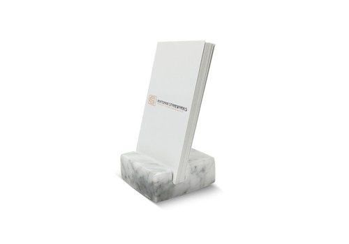 Birsppy Vertical Business Card Holder White Carrara Marble
