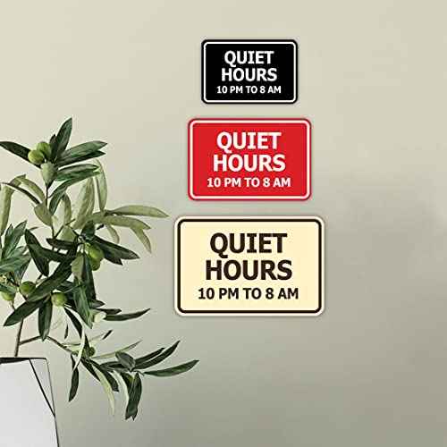 Signs ByLITA Classic Framed, Quiet Hours 10 pm to 8 am Sign (Black) - Medium (5 Pack)